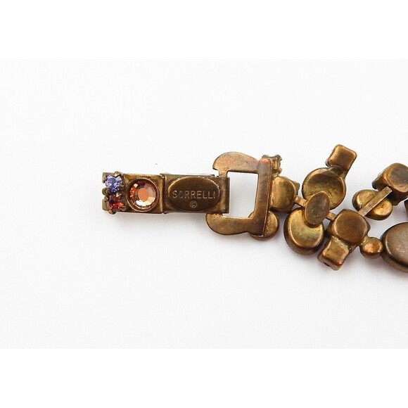 Sorrelli Multi Crystal Pink Shades Colored Stones Bracelet Antiqued Brass Tone - Picture 7 of 11